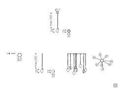 Lampada a sospensione sferica Cody - schema dimensionale