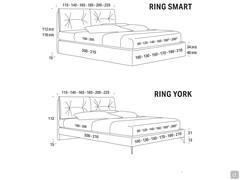 Letto Fennec (Compact) - Modelli e Dimensioni (* Nota Bene: i modelli king size e super king size sono disponibili solo con rete letto profonda 200 cm)