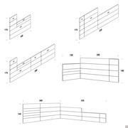 Alcune composizioni della boiserie imbottita modulare Geco.