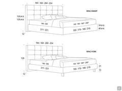 Letto Numbat - Modelli e Dimensioni (* Nota Bene: i modelli king size e super king size sono disponibili solo con rete letto profonda 200 cm)