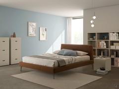 Letto Decor con rivestimento in ecopelle Sweet color tabacco