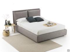 Letto imbottito con testiera reclinabile Blend e rivestimento in tessuto Audrey colore 5/4 grigio