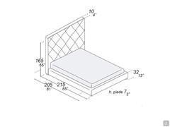 Letto dalla testiera alta trapuntata Olivier - schema dimensionale