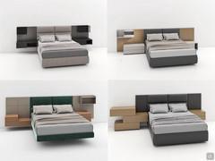 Esempi di composizioni con letto e pannelli boiserie del sistema California Textile