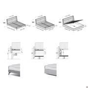 Letto imbottito con testiera avvolgente Minnesota, modelli e dimensioni (dimensioni riportate in millimetri)