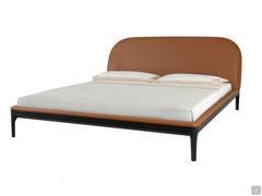 Letto Bernini con rivestimento in pelle cognac