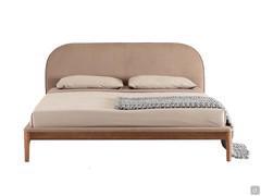 Letto imbottito con giroletto sottile in legno Bernini