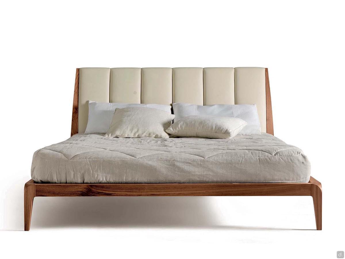 Letto in legno con testiera imbottita Michiko - versione con testiera curva 