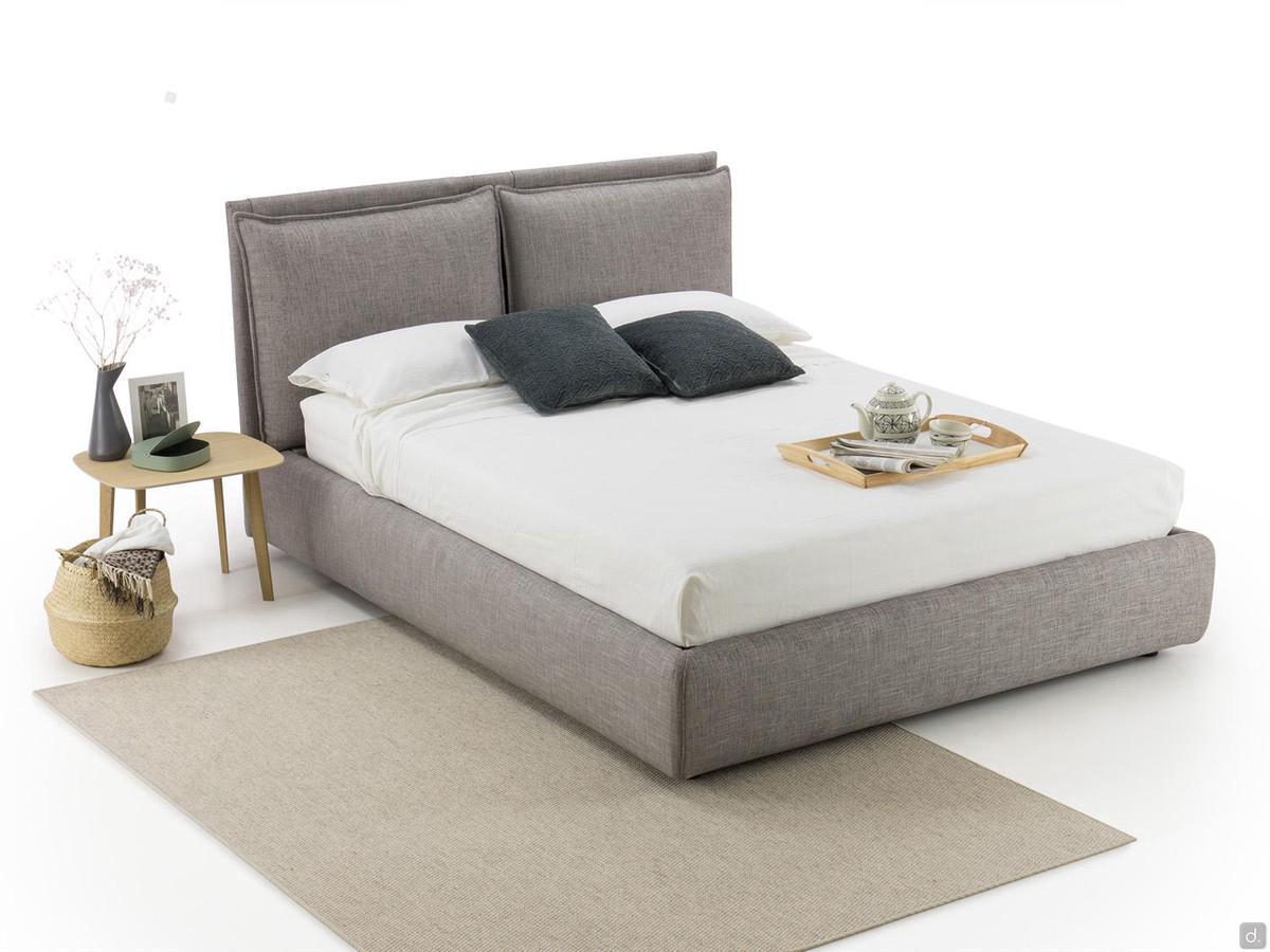 Letto imbottito con testiera reclinabile Blend e rivestimento in tessuto Audrey colore 5/4 grigio