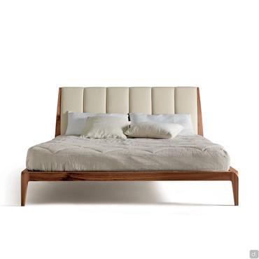 Letto in legno con testiera imbottita Michiko - versione con testiera curva 