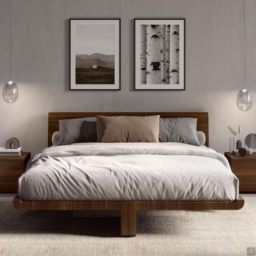 Letto matrimoniale in legno sospeso Flight