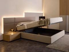 Letto Freeport con giroletto alto e imbottito, con box contenitore ad alzata singola