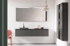 Arredo bagno con lavabo ad incasso N80 Atlantic completo di pensili, elemento a giorno, specchiera e faretti