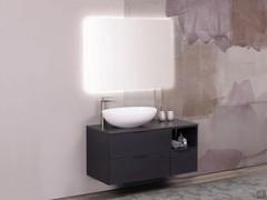 Arredo bagno con lavabo in appoggio N95 Atlantic, piano in gres e struttura laccata opaca