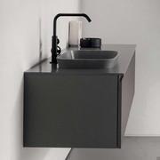 Vista laterale mobile bagno con lavabo ad incasso Atlantic profondità 50 cm