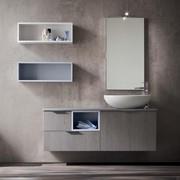 Base a 1 cestone con lavabo Softly e cassetti laterali con base a giorno