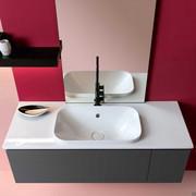 Mobile bagno Atlantic con piano e lavabo incasso soprapiano in ceramica bianco lucido Psiche 120 CX