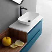 Lavabo consolle Roly 85 con top in ceramica bianco lucido