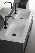 Lavabo consolle Tempo in ceramica bianco lucido con doppia vasca