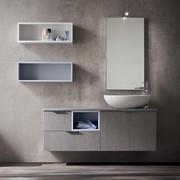 Base portalavabo a 1 cestone con lavabo Softly abbinato a basi laterali