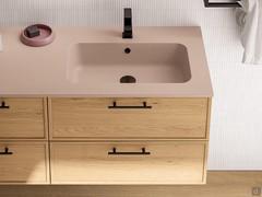 Mobile sottolavabo con vasca integrata Frame Consolle, disponibile anche con frontali in legno di rovere impiallacciato