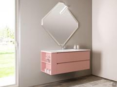 Mobile bagno con base a giorno laterale N112 Atlantic, con doppio cassetto e lavabo consolle, in finitura effetto dogato "nobilitato Laos laccato opaco"