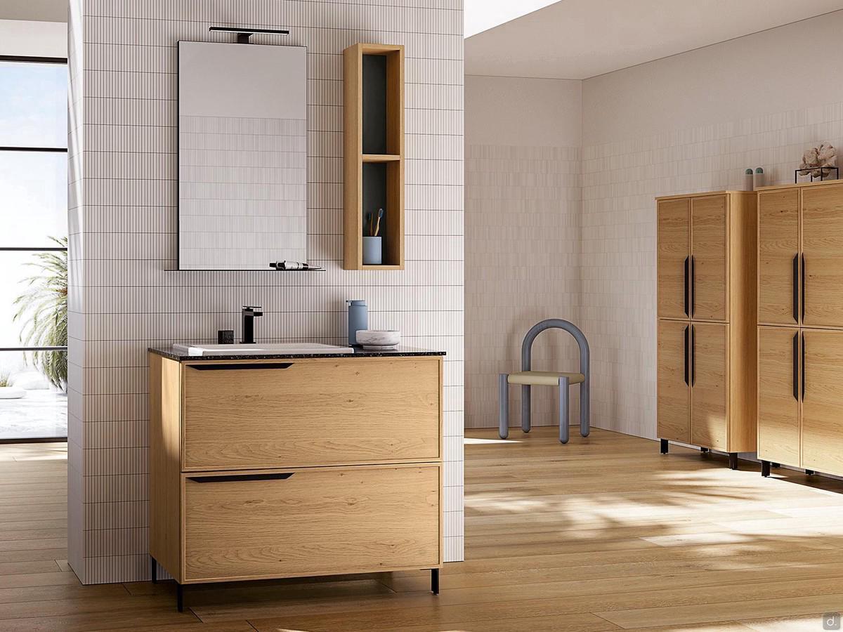 Mobile bagno in legno chiaro N111 Frame - struttura in legno essenza 837 rovere mais