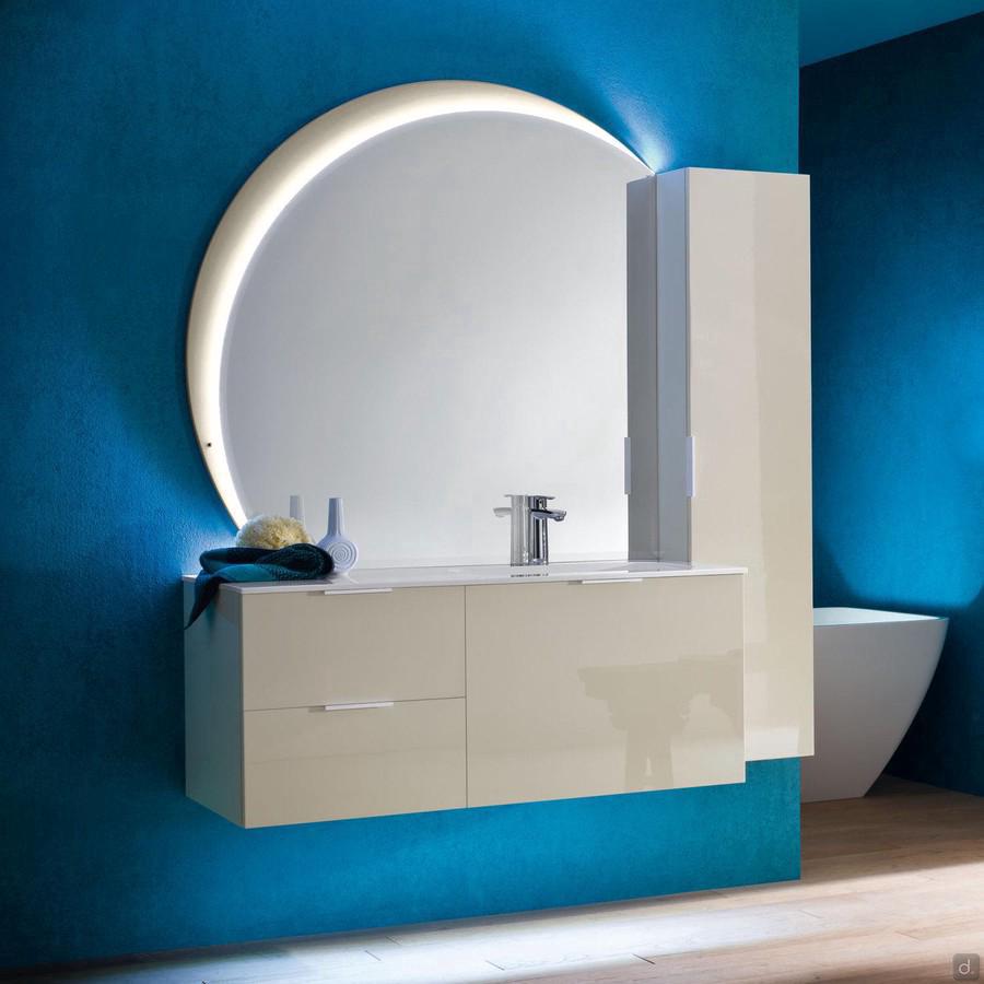 Mobile bagno con vasca laterale N15 Atlantic completo di specchiera Moon e colonna Atlantic