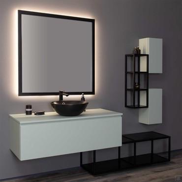 Mobile bagno con lavabo in appoggio N73 Atlantic con base cestone e pensili battenti