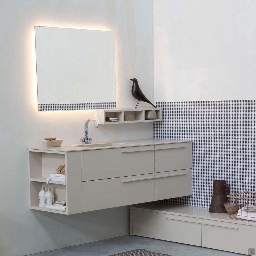 Mobile bagno con lavabo in gres N53 - Atlantic con cassetti e base laterale a giorno