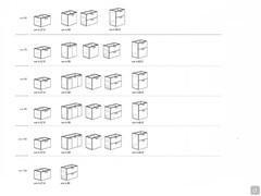 Schema dei modelli disponibili per la base portalavabo Atlantic p.45 cm, in sei larghezze e tre altezze con ante battenti o elementi estraibili