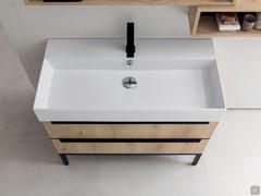 Lavabo consolle Elegance su base a due cassetti, con piedini h.20 cm