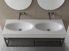 Mensolone Atlantic in Corian con doppio lavabo integrato Clock