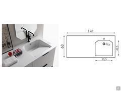 Foto e schema del lavabo Drop in mineralguss, incluso con la composizione Oasis L04