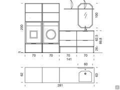 Schemi e dimensioni della composizione lavanderia Oasis L04