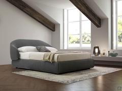 Letto contenitore con testiera avvolgente Kalin outlet interamente rivestito in tessuto Byron 601