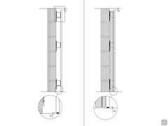 Schemi di distanziamento dal muro della boiserie porta-tv Royal nella versione senza (SX) e con cornice retroschienale (DX), alla quale è possibile aggiungere l'illuminazione LED.