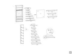 Esempio modulo bar: ripiani portabicchieri - specchio - cassetto - ripiani portabottiglie