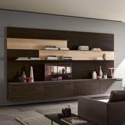 Originale abbinamento materico per schienali Plan in legno fashion wood rovere carbone e naturale