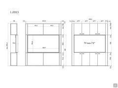 Parete attrezzata Lounge - Dimensioni specifiche mod. con n.4 ante inferiori e superiori: cm 218,5