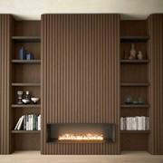 Vano libreria Lounge su misura in legno rovere Tabacco