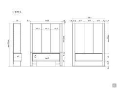 Lounge vano giorno - Dimensioni specifiche mod. con n.3 ante superiori: cm 170,5