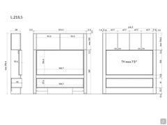 Parete attrezzata Lounge - Dimensioni specifiche mod. con n.4 ante superiori: cm 218,5