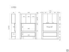 Parete attrezzata Lounge - Dimensioni specifiche mod. con n.3 ante superiori: cm 170,5