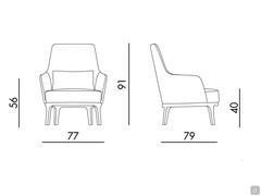 Schema dimensionale - Poltrona bicolore con braccioli Michela