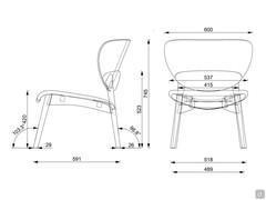 Poltrona Jewel - Schema dimensionale