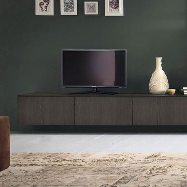 Plan porta Tv sospeso realizzato in fashion wood Carbone