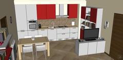 Progettazione 3D Open Space - vista zona cucina