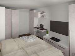 Progetto per camera con angolo studio - render