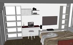 Progettazione 3D camera - allestimento interno librerie